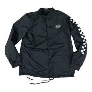 Men’s Vans Torrey black windbreaker jacket with checkerboard sleeves